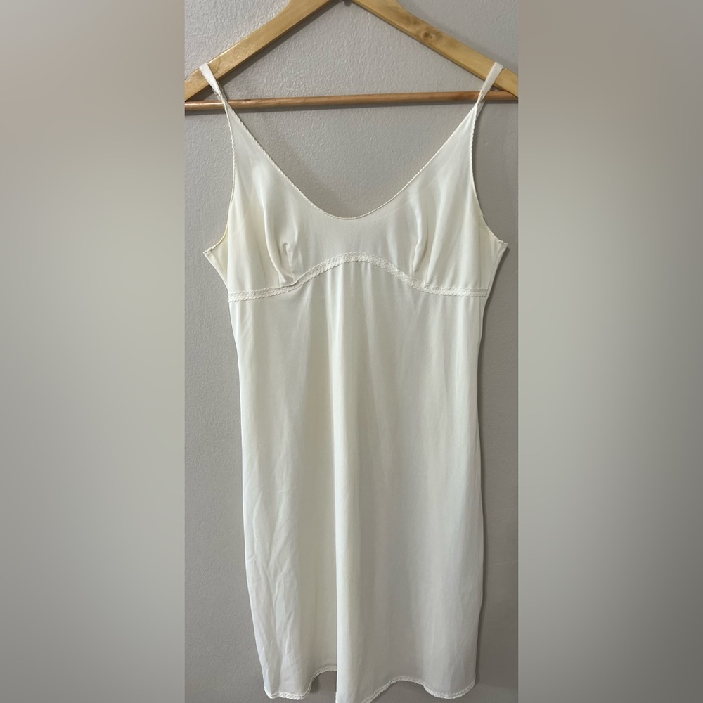 Vintage Lorraine Nylon Slip Dress — Size 36 — Adjustable Straps — Cream/Ivory